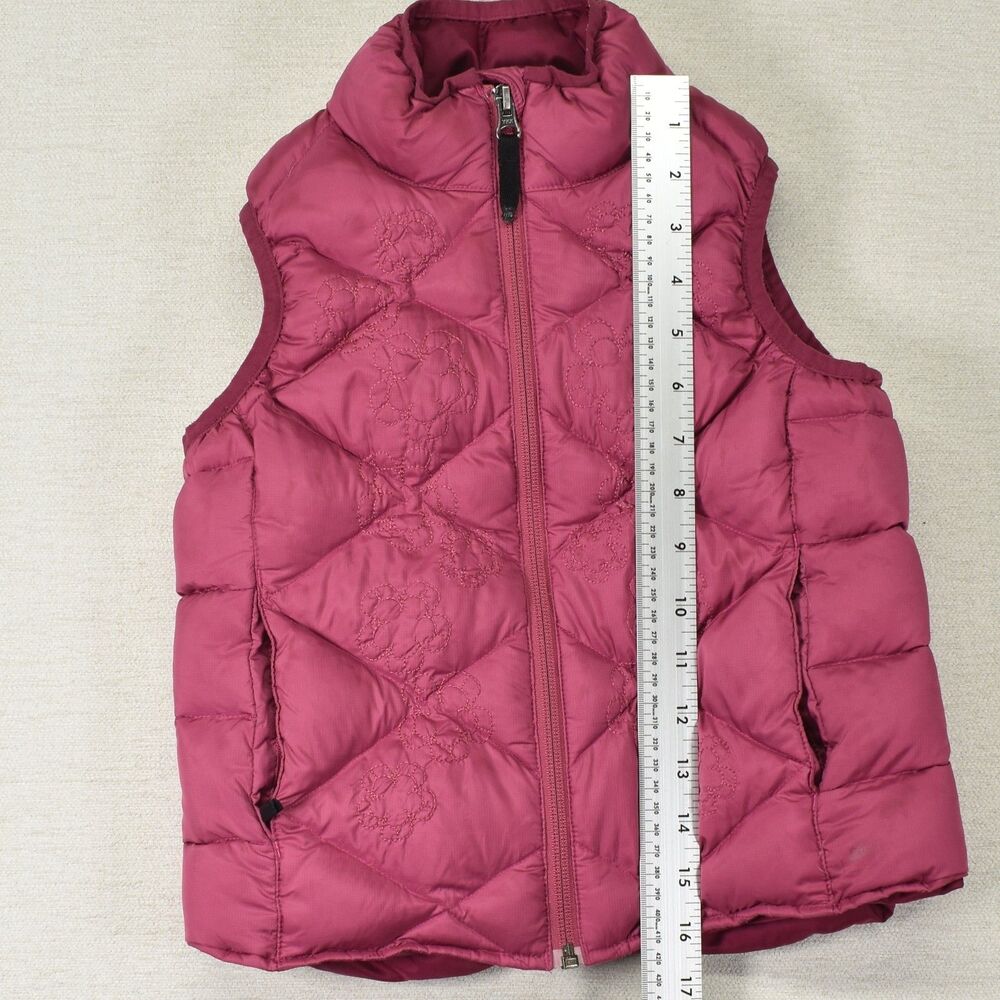 REI Girls Down Puffer Vest XS 6 7 Pink Magenta Quilted Floral Embroidered Co-op - Picture 8 of 8